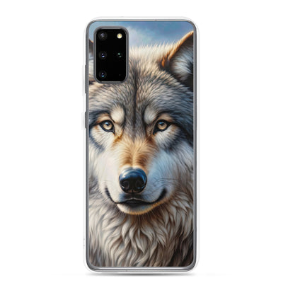 Porträt-Ölgemälde eines prächtigen Wolfes mit faszinierenden Augen (AN) - Samsung Schutzhülle (durchsichtig) xxx yyy zzz Samsung Galaxy S20 Plus