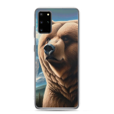 Realistisches Ölgemälde eines männlichen Bären in den Bergen mit Fokus auf Stärke und Schärfe - Samsung Schutzhülle (durchsichtig) camping xxx yyy zzz Samsung Galaxy S20 Plus