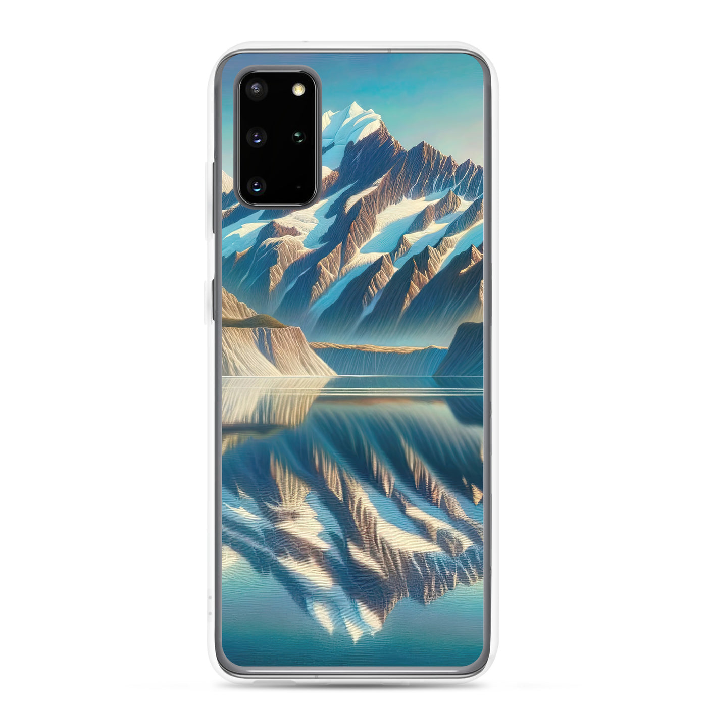 Ölgemälde eines unberührten Sees, der die Bergkette spiegelt - Samsung Schutzhülle (durchsichtig) berge xxx yyy zzz Samsung Galaxy S20 Plus