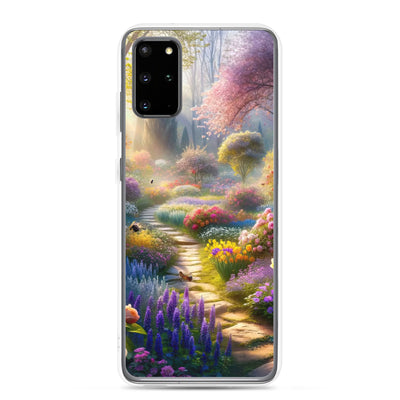 Foto einer Gartenszene im Frühling mit Weg durch blühende Rosen und Veilchen - Samsung Schutzhülle (durchsichtig) camping xxx yyy zzz Samsung Galaxy S20 Plus