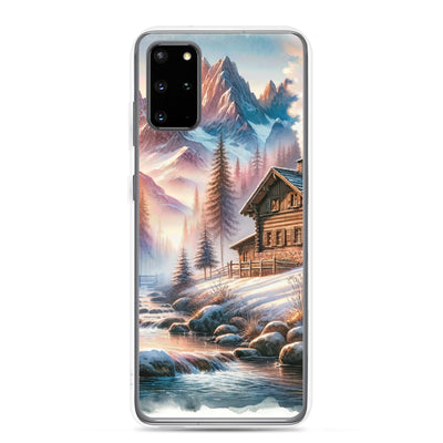 Aquarell einer Alpenszene im Morgengrauen, Haus in den Bergen - Samsung Schutzhülle (durchsichtig) berge xxx yyy zzz Samsung Galaxy S20 Plus