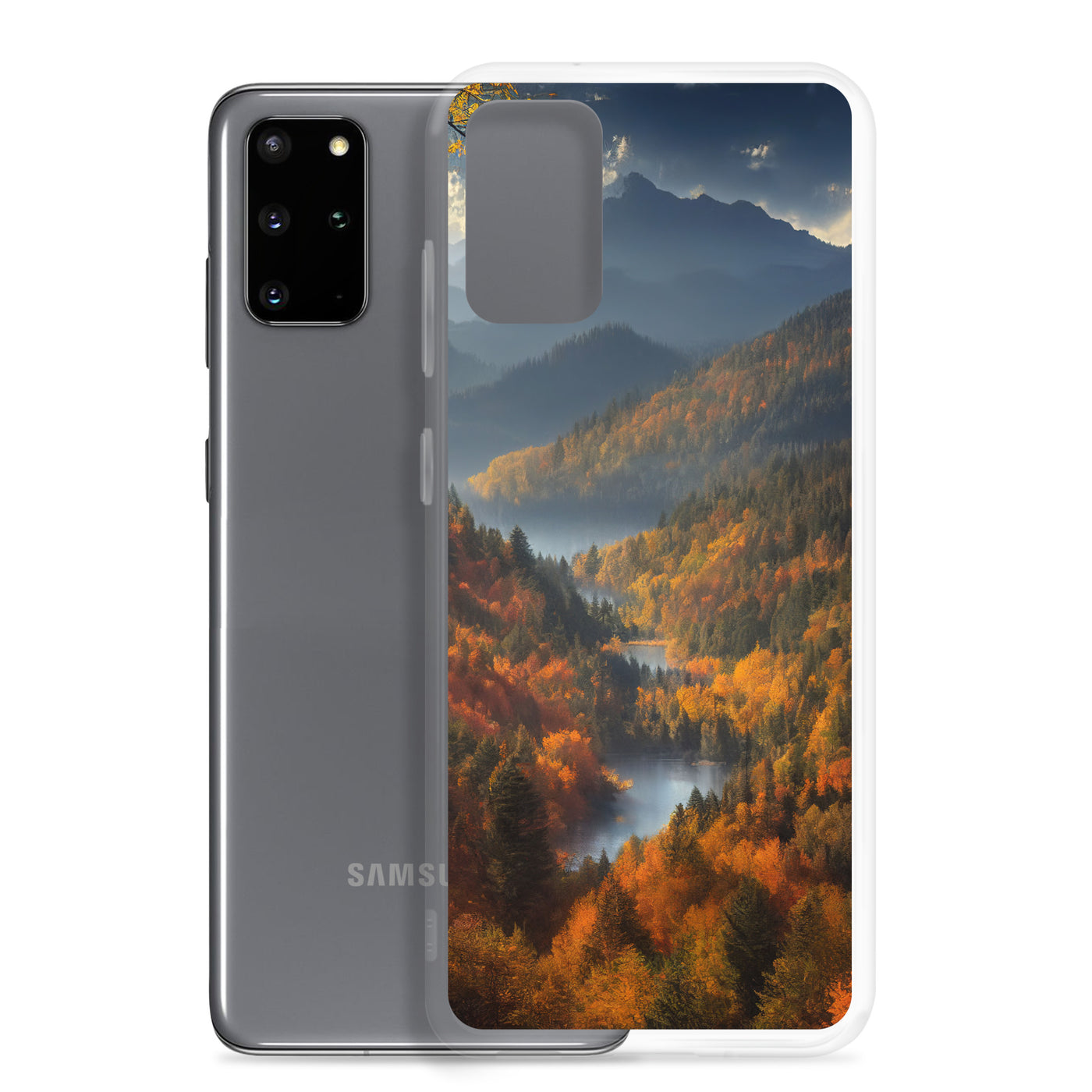 Berge, Wald und Nebel - Malerei - Samsung Schutzhülle (durchsichtig) berge xxx