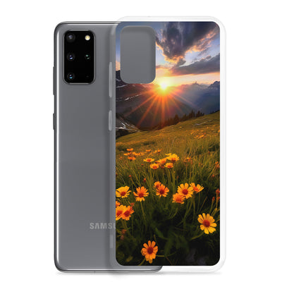 Gebirge, Sonnenblumen und Sonnenaufgang - Samsung Schutzhülle (durchsichtig) berge xxx