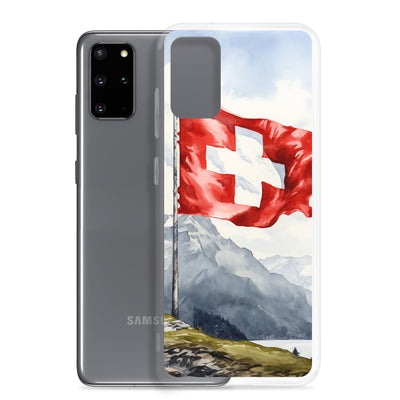 Schweizer Flagge und Berge im Hintergrund - Epische Stimmung - Malerei - Samsung Schutzhülle (durchsichtig) berge xxx