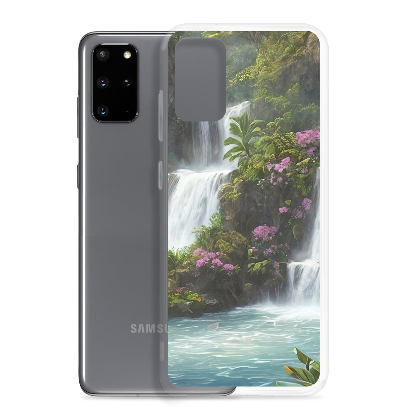 Wasserfall im Wald und Blumen - Schöne Malerei - Samsung Schutzhülle (durchsichtig) camping xxx