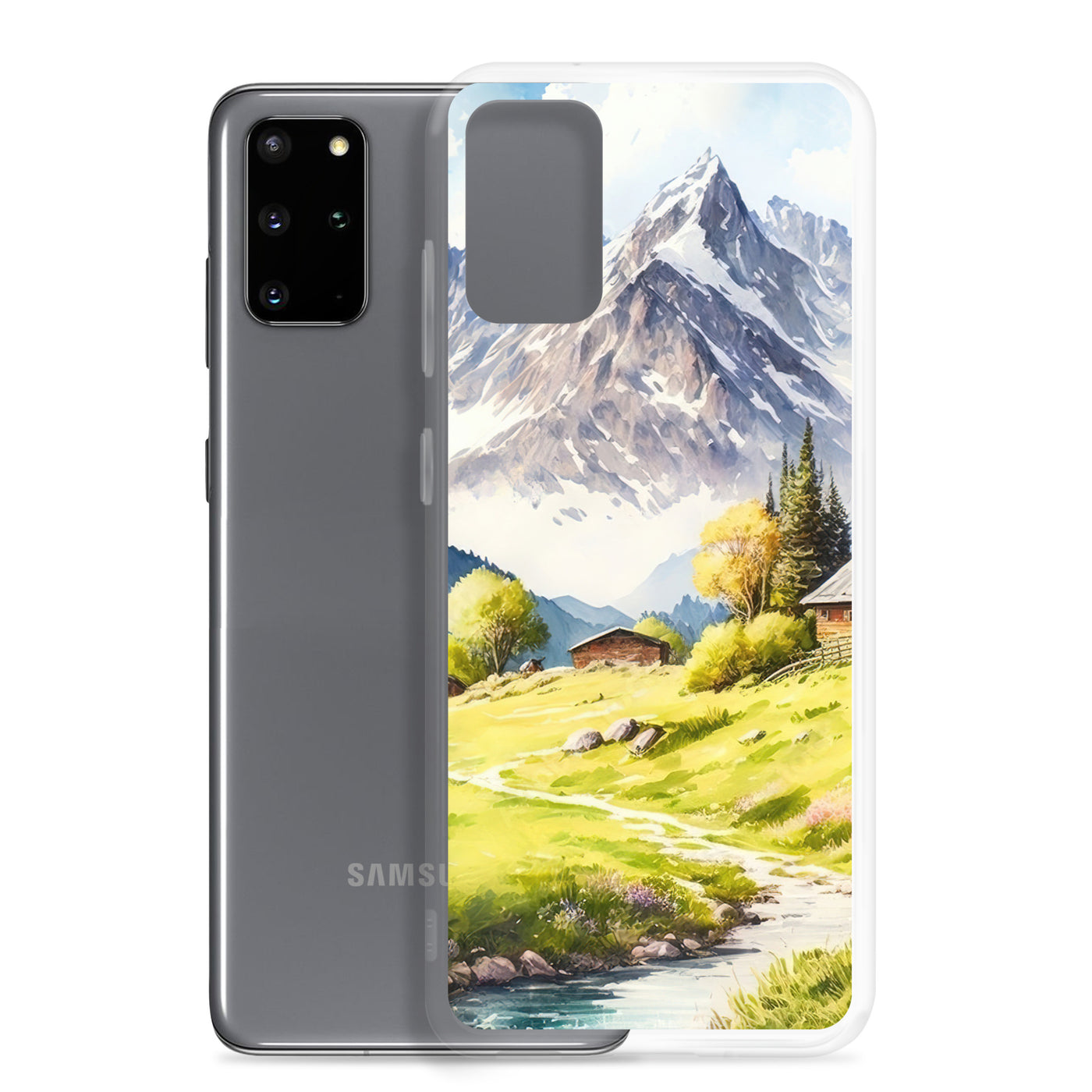 Epische Berge und Berghütte - Landschaftsmalerei - Samsung Schutzhülle (durchsichtig) berge xxx