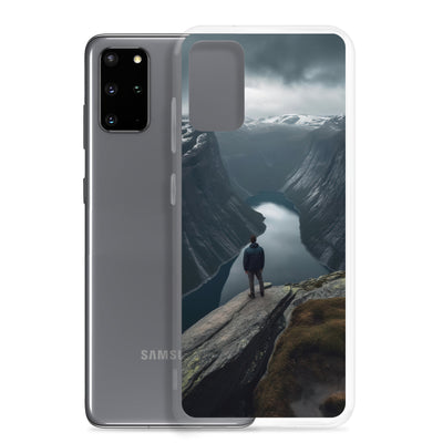 Mann auf Bergklippe - Norwegen - Samsung Schutzhülle (durchsichtig) berge xxx