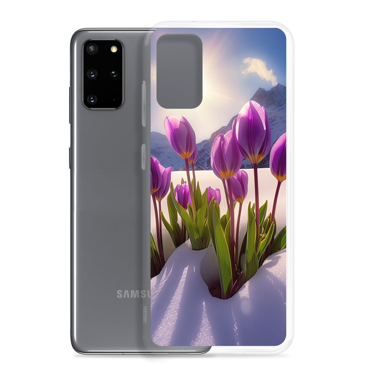 Tulpen im Schnee und in den Bergen - Blumen im Winter - Samsung Schutzhülle (durchsichtig) berge xxx