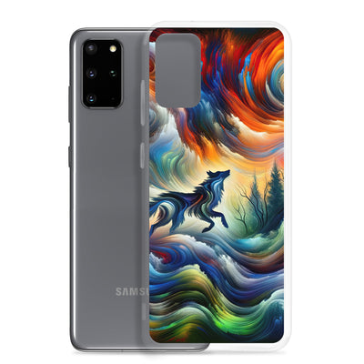 Alpen Abstraktgemälde mit Wolf Silhouette in lebhaften Farben (AN) - Samsung Schutzhülle (durchsichtig) xxx yyy zzz