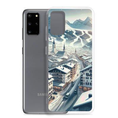 Winter in Kitzbühel: Digitale Malerei von schneebedeckten Dächern - Samsung Schutzhülle (durchsichtig) berge xxx yyy zzz