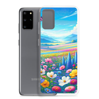 Weitläufiges Blumenfeld unter himmelblauem Himmel, leuchtende Flora - Samsung Schutzhülle (durchsichtig) camping xxx yyy zzz