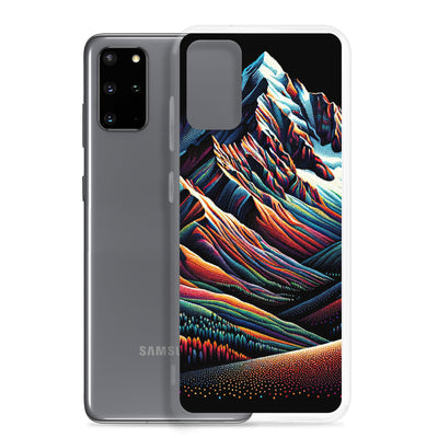 Pointillistische Darstellung der Alpen, Farbpunkte formen die Landschaft - Samsung Schutzhülle (durchsichtig) berge xxx yyy zzz