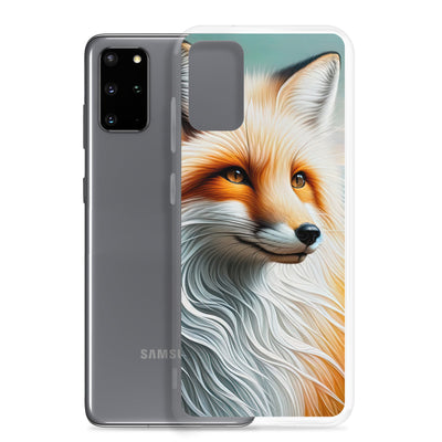 Ölgemälde eines anmutigen, intelligent blickenden Fuchses in Orange-Weiß - Samsung Schutzhülle (durchsichtig) camping xxx yyy zzz