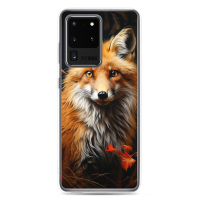 Fuchs Porträt und Herbstblätter - Malerei - Samsung Schutzhülle (durchsichtig) camping xxx Samsung Galaxy S20 Ultra