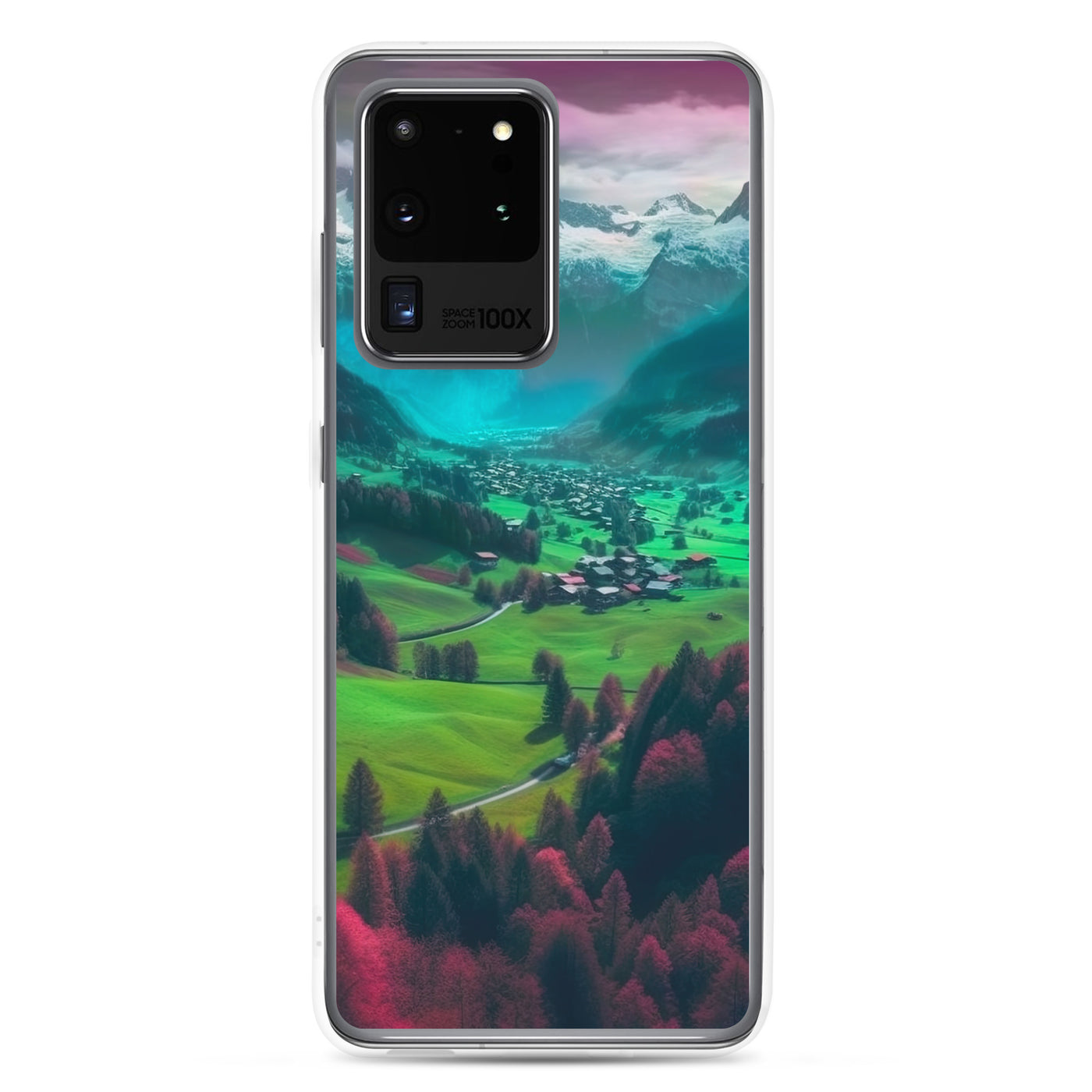 Berglandschaft und Dorf - Fotorealistische Malerei - Samsung Schutzhülle (durchsichtig) berge xxx Samsung Galaxy S20 Ultra