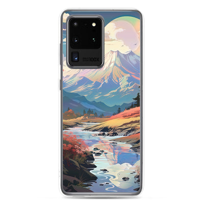 Berge. Fluss und Blumen - Malerei - Samsung Schutzhülle (durchsichtig) berge xxx Samsung Galaxy S20 Ultra
