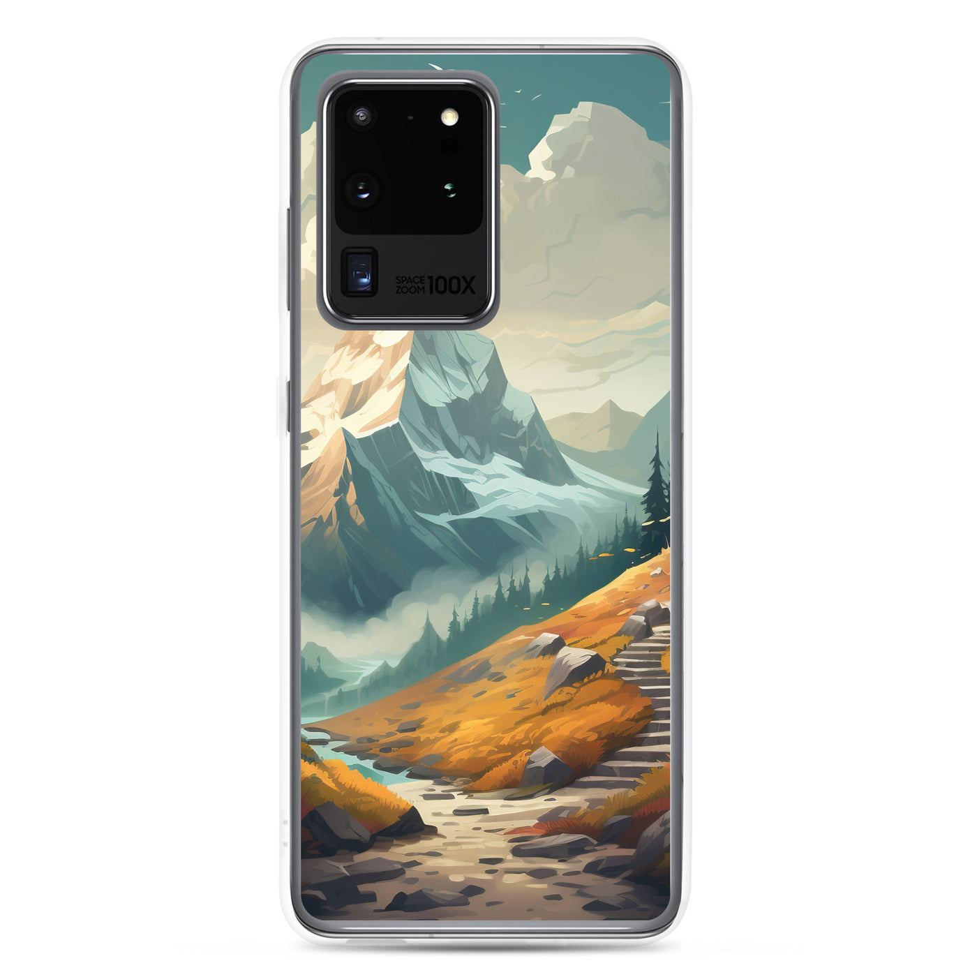 Berge, Wald und Wanderweg - Malerei - Samsung Schutzhülle (durchsichtig) berge xxx Samsung Galaxy S20 Ultra