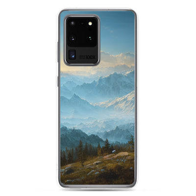 Schöne Berge mit Nebel bedeckt - Ölmalerei - Samsung Schutzhülle (durchsichtig) berge xxx Samsung Galaxy S20 Ultra