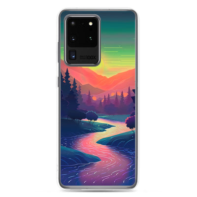 Berge, Fluss, Sonnenuntergang - Malerei - Samsung Schutzhülle (durchsichtig) berge xxx Samsung Galaxy S20 Ultra