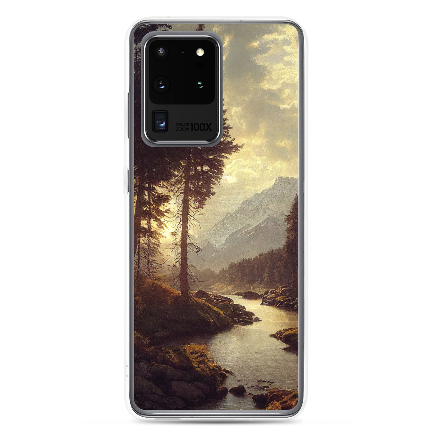 Landschaft mit Bergen, Fluss und Bäumen - Malerei - Samsung Schutzhülle (durchsichtig) berge xxx Samsung Galaxy S20 Ultra