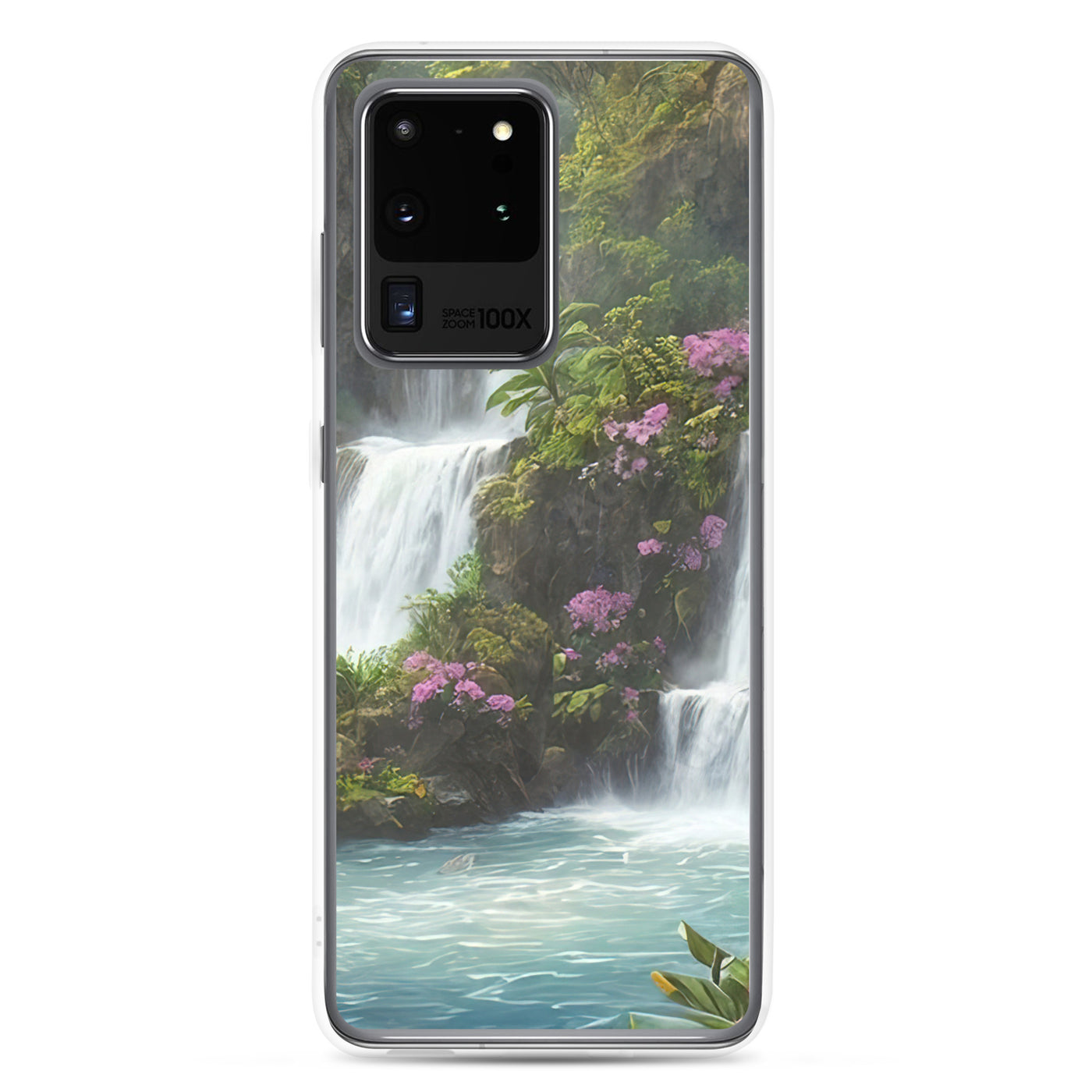 Wasserfall im Wald und Blumen - Schöne Malerei - Samsung Schutzhülle (durchsichtig) camping xxx Samsung Galaxy S20 Ultra