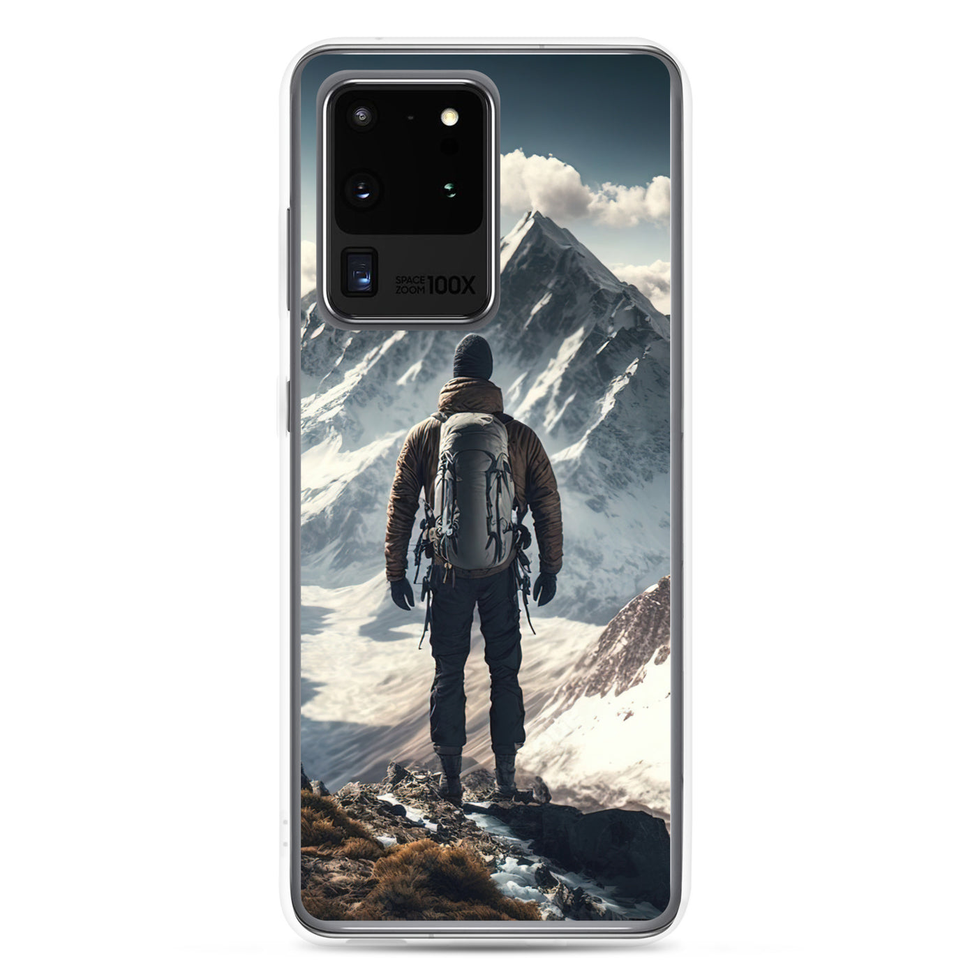 Wanderer auf Berg von hinten - Malerei - Samsung Schutzhülle (durchsichtig) berge xxx Samsung Galaxy S20 Ultra