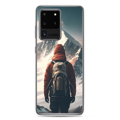 Wanderer von hinten vor einem Berg - Malerei - Samsung Schutzhülle (durchsichtig) berge xxx Samsung Galaxy S20 Ultra