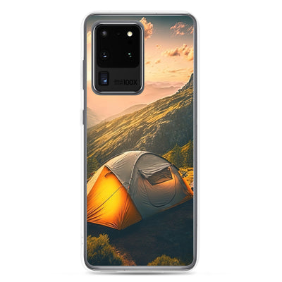Zelt auf Berg im Sonnenaufgang - Landschafts - Samsung Schutzhülle (durchsichtig) camping xxx Samsung Galaxy S20 Ultra