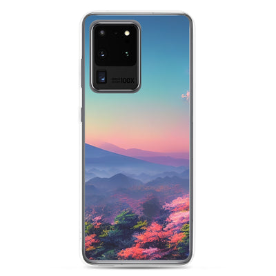 Berg und Wald mit pinken Bäumen - Landschaftsmalerei - Samsung Schutzhülle (durchsichtig) berge xxx Samsung Galaxy S20 Ultra