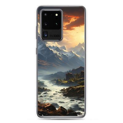 Berge, Sonne, steiniger Bach und Wolken - Epische Stimmung - Samsung Schutzhülle (durchsichtig) berge xxx Samsung Galaxy S20 Ultra