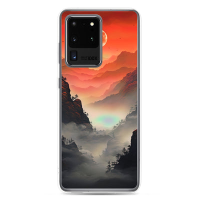 Gebirge, rote Farben und Nebel - Episches Kunstwerk - Samsung Schutzhülle (durchsichtig) berge xxx Samsung Galaxy S20 Ultra