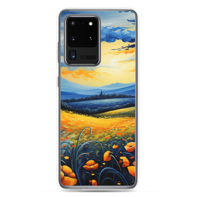 Berglandschaft mit schönen gelben Blumen - Landschaftsmalerei - Samsung Schutzhülle (durchsichtig) berge xxx Samsung Galaxy S20 Ultra