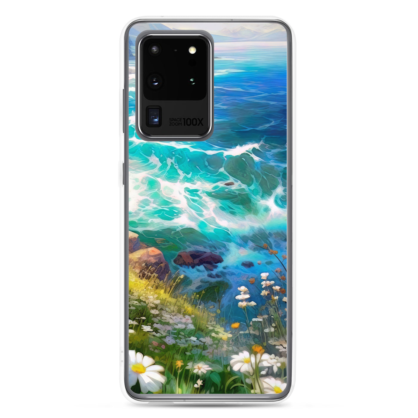 Berge, Blumen, Fluss und Steine - Malerei - Samsung Schutzhülle (durchsichtig) camping xxx Samsung Galaxy S20 Ultra