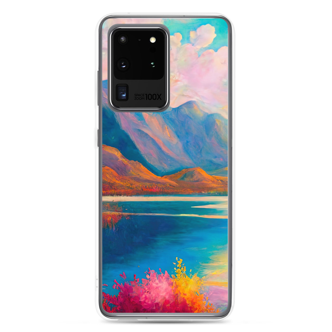 Berglandschaft und Bergsee - Farbige Ölmalerei - Samsung Schutzhülle (durchsichtig) berge xxx Samsung Galaxy S20 Ultra