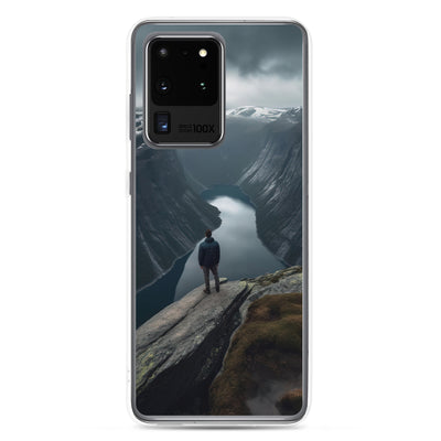 Mann auf Bergklippe - Norwegen - Samsung Schutzhülle (durchsichtig) berge xxx Samsung Galaxy S20 Ultra