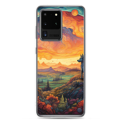 Hund auf Felsen - Epische bunte Landschaft - Malerei - Samsung Schutzhülle (durchsichtig) camping xxx Samsung Galaxy S20 Ultra