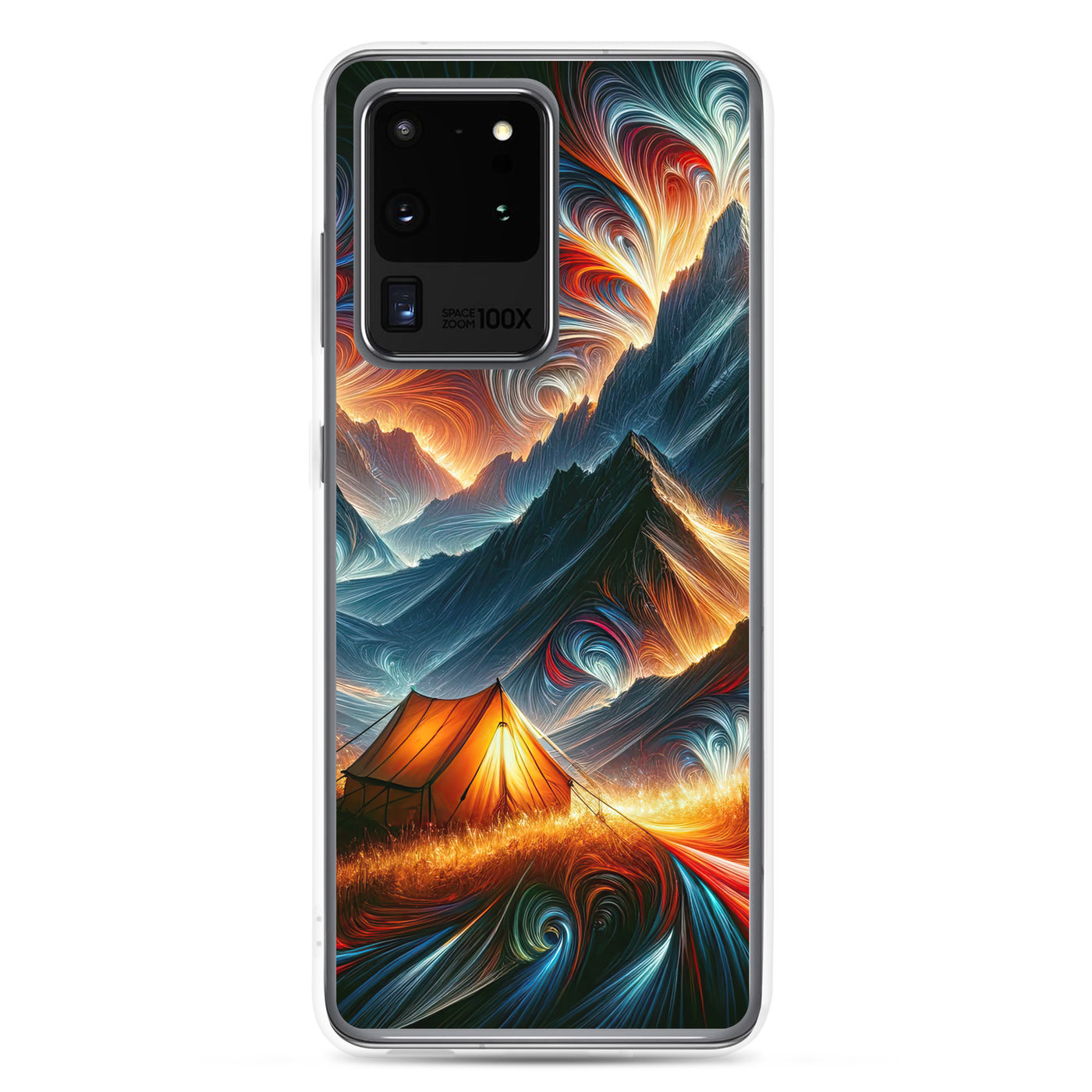 Abstrakte Kunst der Alpen, wo die Berge mit dynamischen Farben und Mustern pulsieren und eine Szene Energie schaffen - Schutzhülle camping xxx yyy zzz Samsung Galaxy S20 Ultra