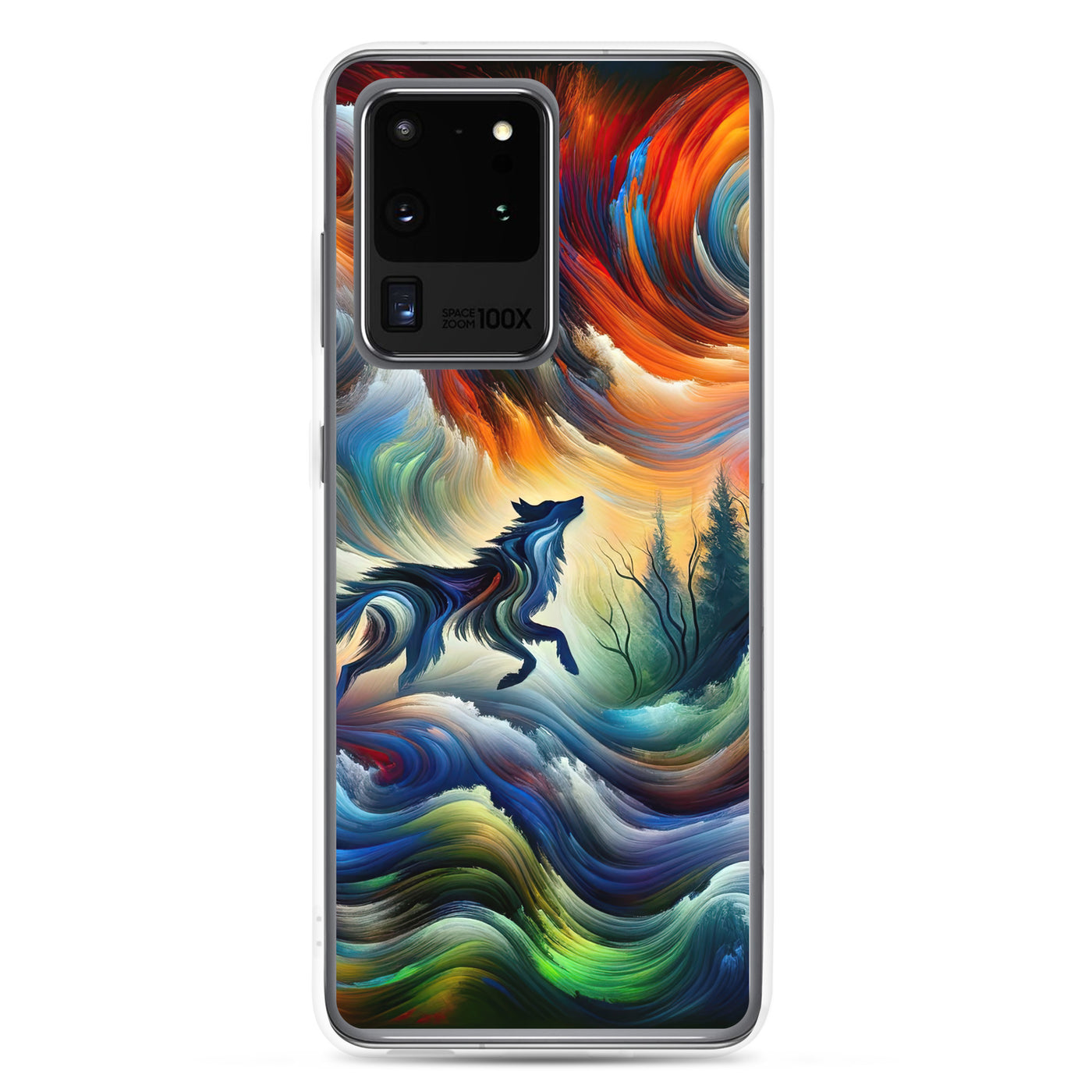 Alpen Abstraktgemälde mit Wolf Silhouette in lebhaften Farben (AN) - Samsung Schutzhülle (durchsichtig) xxx yyy zzz Samsung Galaxy S20 Ultra