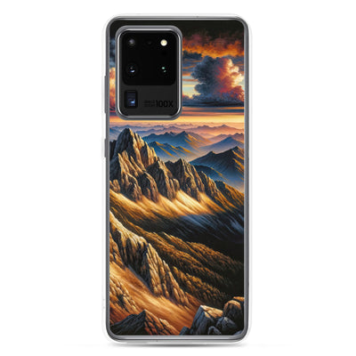 Alpen in Abenddämmerung: Acrylgemälde mit beleuchteten Berggipfeln - Samsung Schutzhülle (durchsichtig) berge xxx yyy zzz Samsung Galaxy S20 Ultra