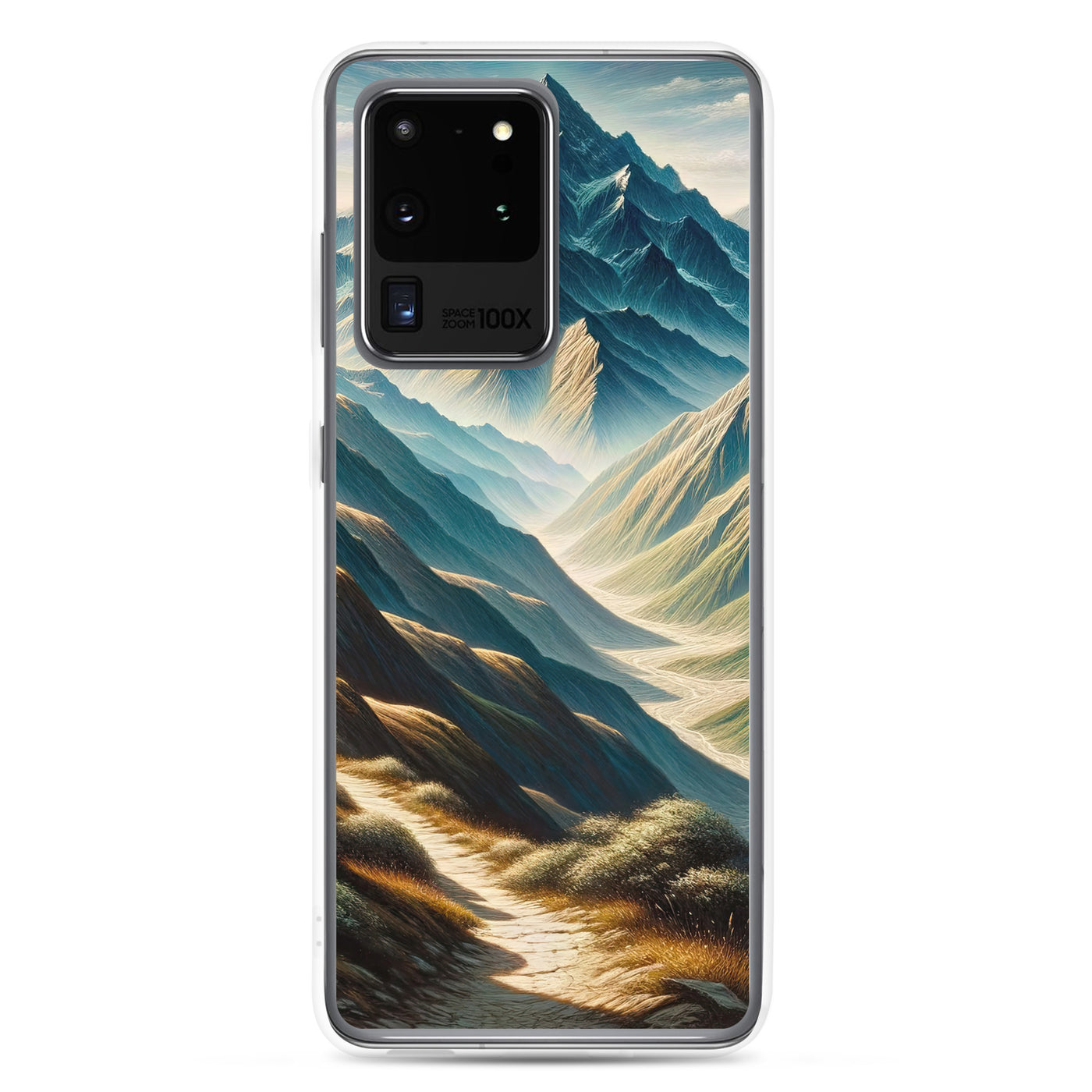Berglandschaft: Acrylgemälde mit hervorgehobenem Pfad - Samsung Schutzhülle (durchsichtig) berge xxx yyy zzz Samsung Galaxy S20 Ultra