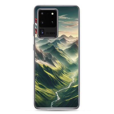 Alpen Gebirge: Fotorealistische Bergfläche mit Österreichischer Flagge - Samsung Schutzhülle (durchsichtig) berge xxx yyy zzz Samsung Galaxy S20 Ultra