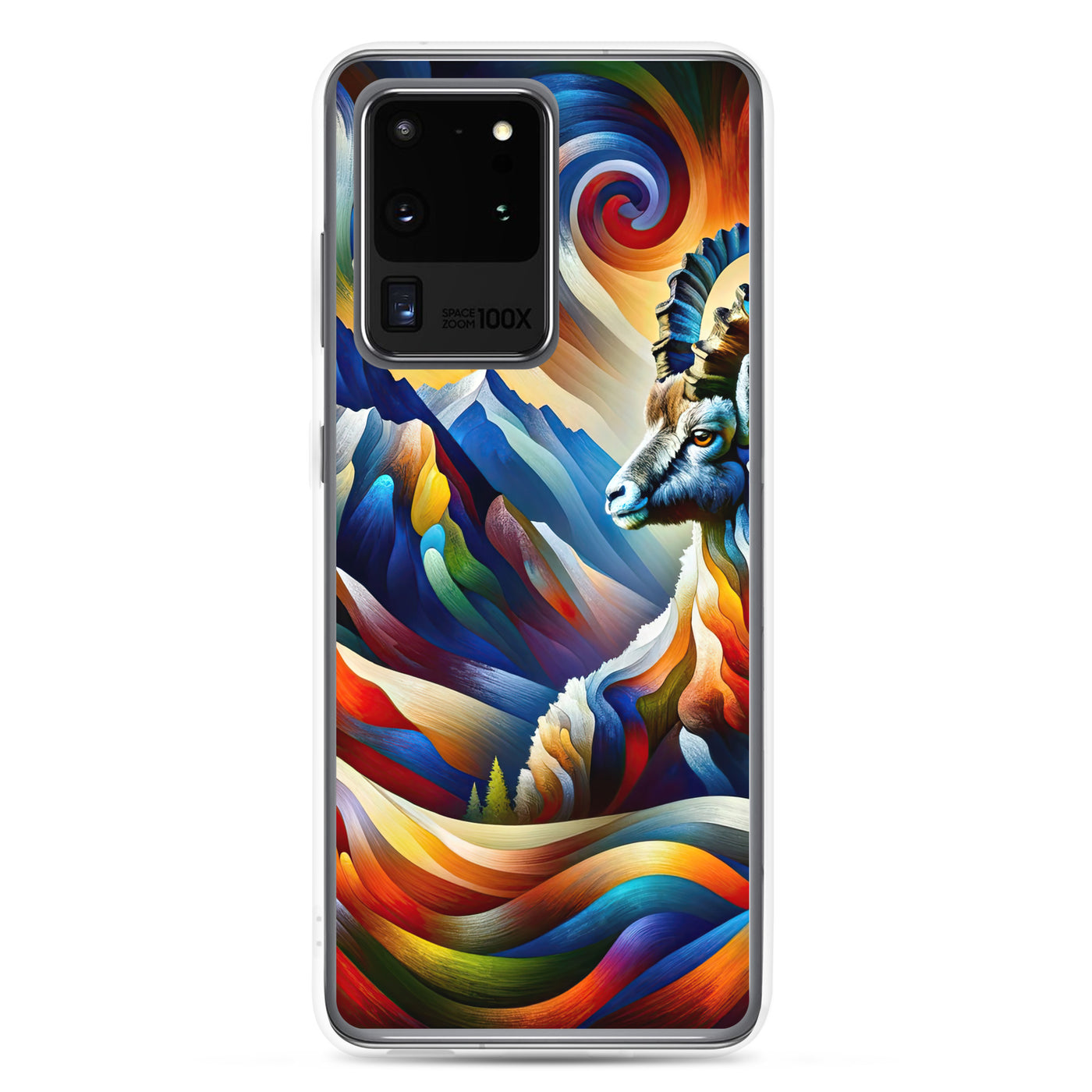 Alpiner Steinbock: Abstrakte Farbflut und lebendige Berge - Samsung Schutzhülle (durchsichtig) berge xxx yyy zzz Samsung Galaxy S20 Ultra