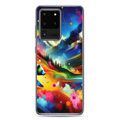 Neonfarbener Alpen Bär in abstrakten geometrischen Formen - Samsung Schutzhülle (durchsichtig) camping xxx yyy zzz Samsung Galaxy S20 Ultra