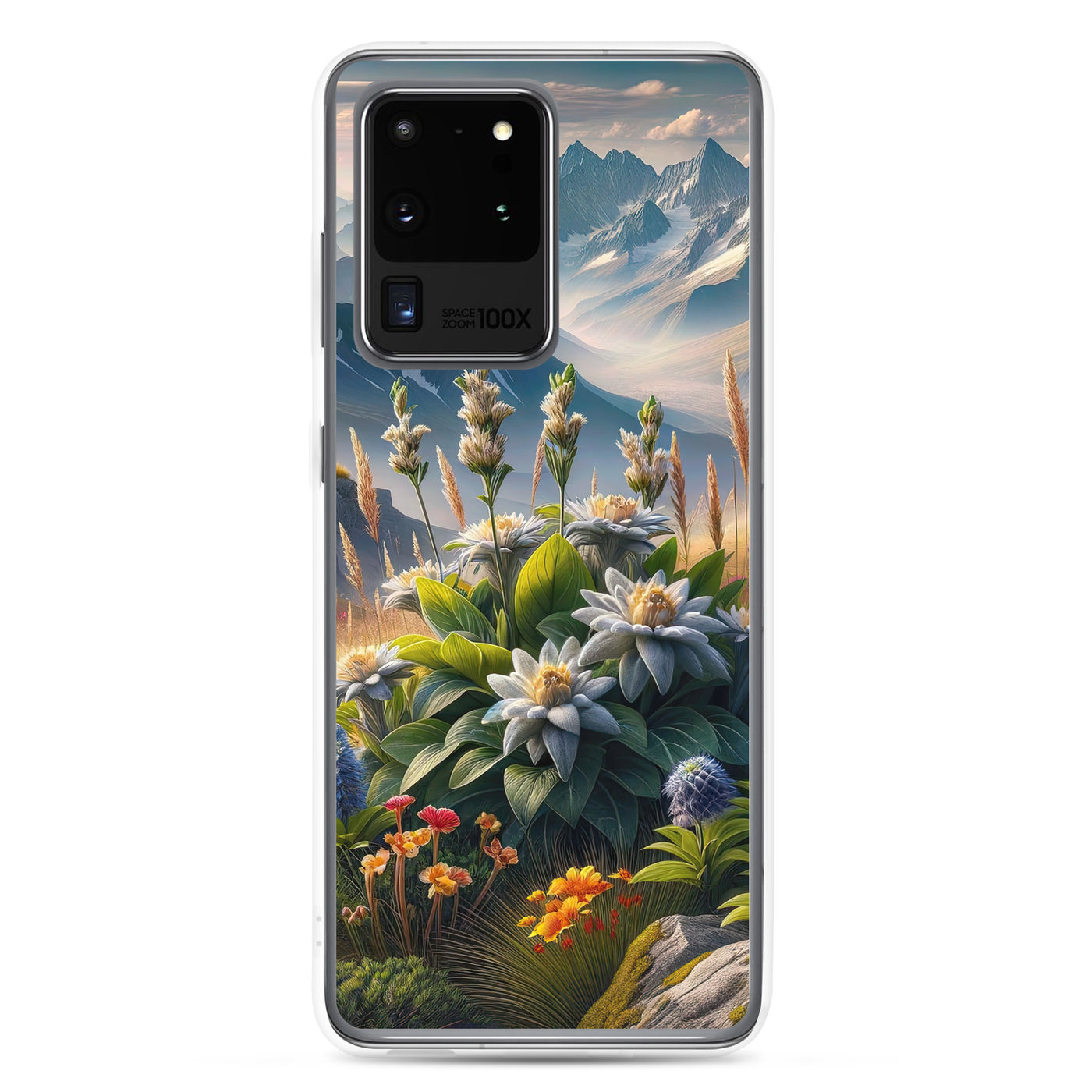 Alpine Flora: Digitales Kunstwerk mit lebendigen Blumen - Samsung Schutzhülle (durchsichtig) berge xxx yyy zzz Samsung Galaxy S20 Ultra