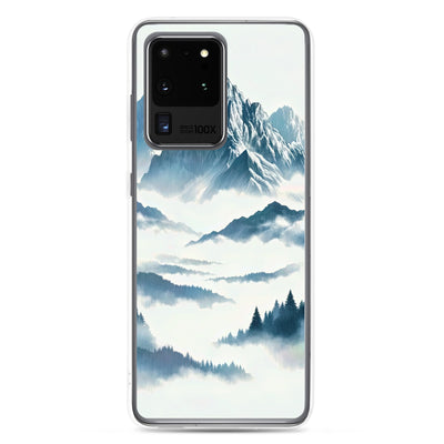 Nebeliger Alpenmorgen-Essenz, verdeckte Täler und Wälder - Samsung Schutzhülle (durchsichtig) berge xxx yyy zzz Samsung Galaxy S20 Ultra