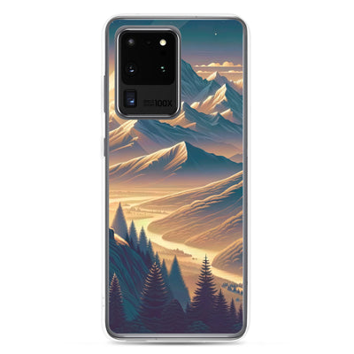 Alpen-Morgendämmerung, erste Sonnenstrahlen auf Schneegipfeln - Samsung Schutzhülle (durchsichtig) berge xxx yyy zzz Samsung Galaxy S20 Ultra