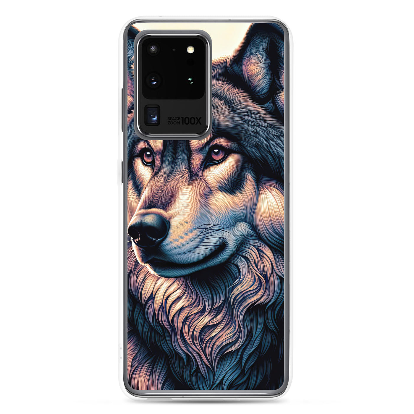 Majestätischer, glänzender Wolf in leuchtender Illustration (AN) - Samsung Schutzhülle (durchsichtig) xxx yyy zzz Samsung Galaxy S20 Ultra