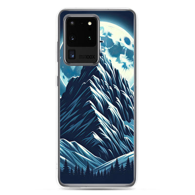 Mondnacht und Gipfelkreuz in den Alpen, glitzernde Schneegipfel - Samsung Schutzhülle (durchsichtig) berge xxx yyy zzz Samsung Galaxy S20 Ultra