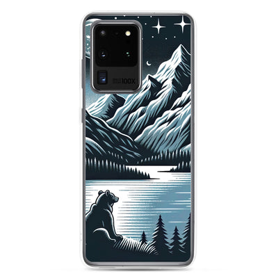 Bär in Alpen-Mondnacht, silberne Berge, schimmernde Seen - Samsung Schutzhülle (durchsichtig) camping xxx yyy zzz Samsung Galaxy S20 Ultra