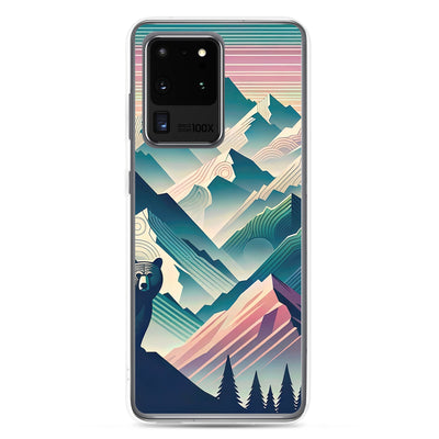 Bär im Panoramablick der Alpen, moderne Kunst-Gebirgsschichten - Samsung Schutzhülle (durchsichtig) camping xxx yyy zzz Samsung Galaxy S20 Ultra